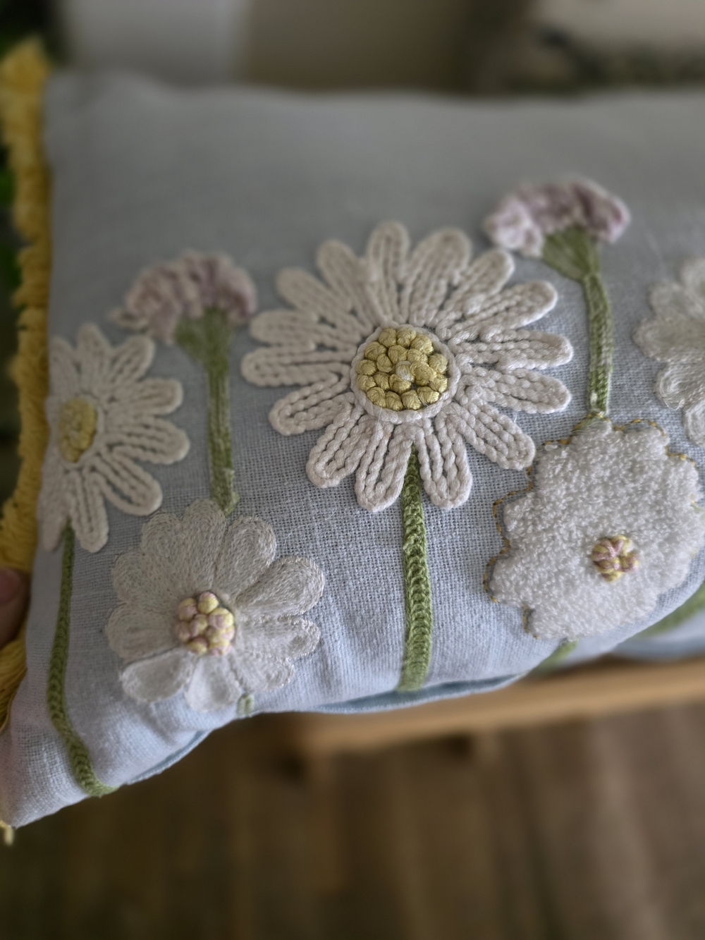 T.J.Maxx Light Blue Floral Embroidered Decorative Pillow - Picture 7 of 14